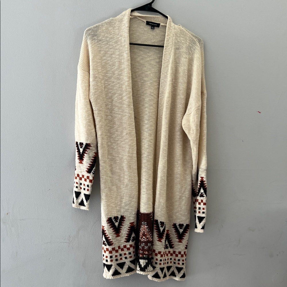 Verve Ami Cream and Black Patterned Cardigan.  CAJA‎ # 3